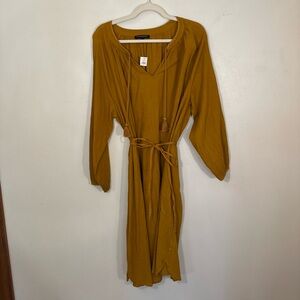 Banana Republic Mustard Yellow Crinkle Dress